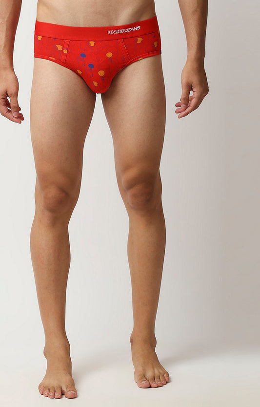 Men Premium Red Cotton Brief - UnderJeans by Spykar