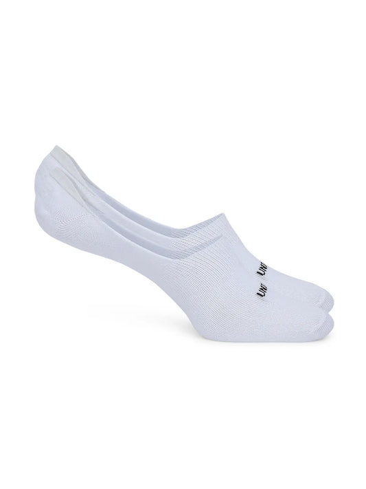 Underjeans By Spykar Men White Cotton Blend No Show Socks - Pack Of 2