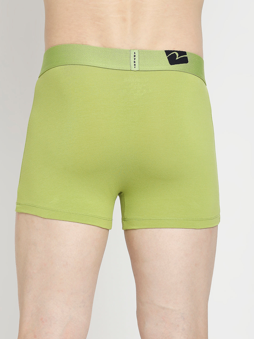 Men Premium Bright Green Cotton Blend Trunk- UnderJeans by Spykar