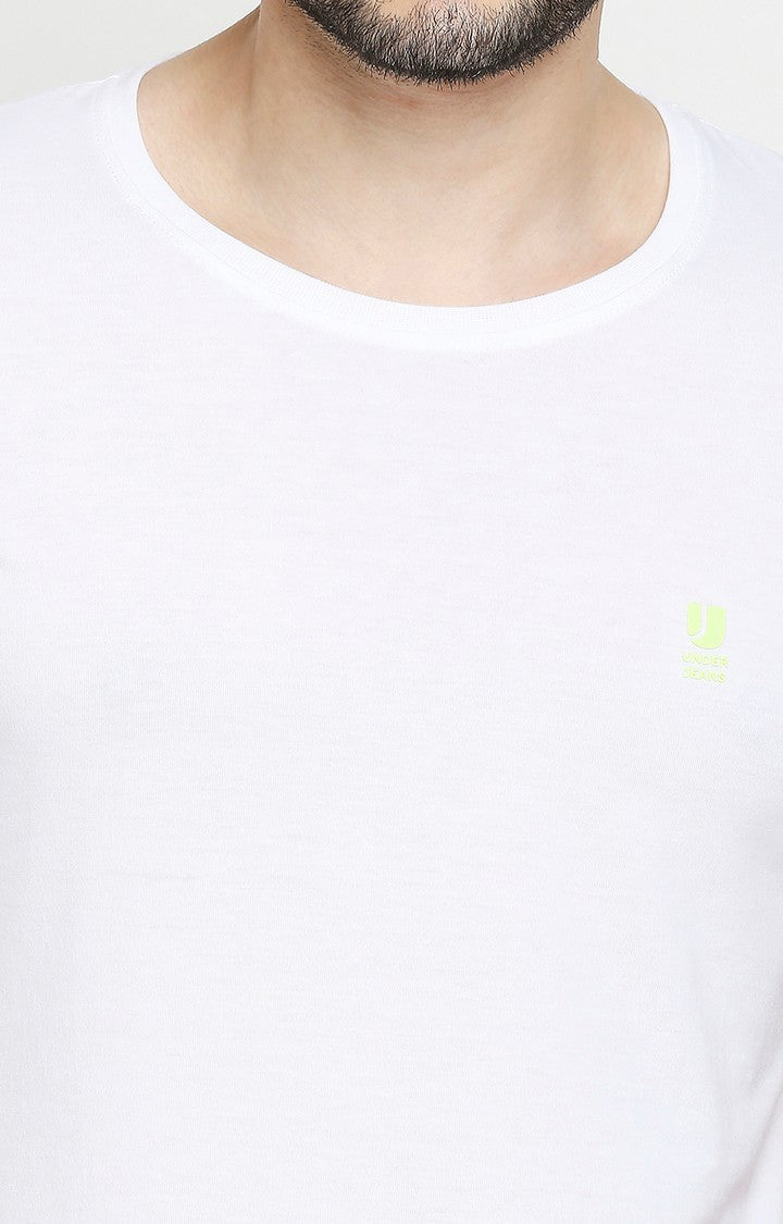 Men Premium White & Wine Cotton Regular Fit Round Neck T-shirts - Pack of 2 - UnderJeans by Spykar