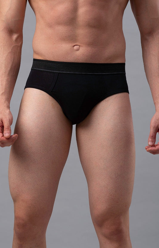 Men Premium Black Cotton Blend Brief- UnderJeans by Spykar
