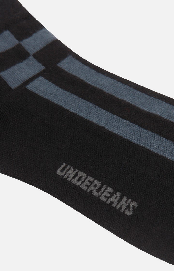 Men Premium Black Ankle Length (Non Terry) Single Pair of Socks - UnderJeans by Spykar