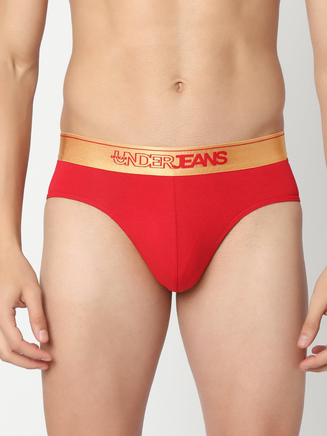 Men Premium Black Navy Red Cotton Blend Brief (Pack of 3)- UnderJeans by Spykar