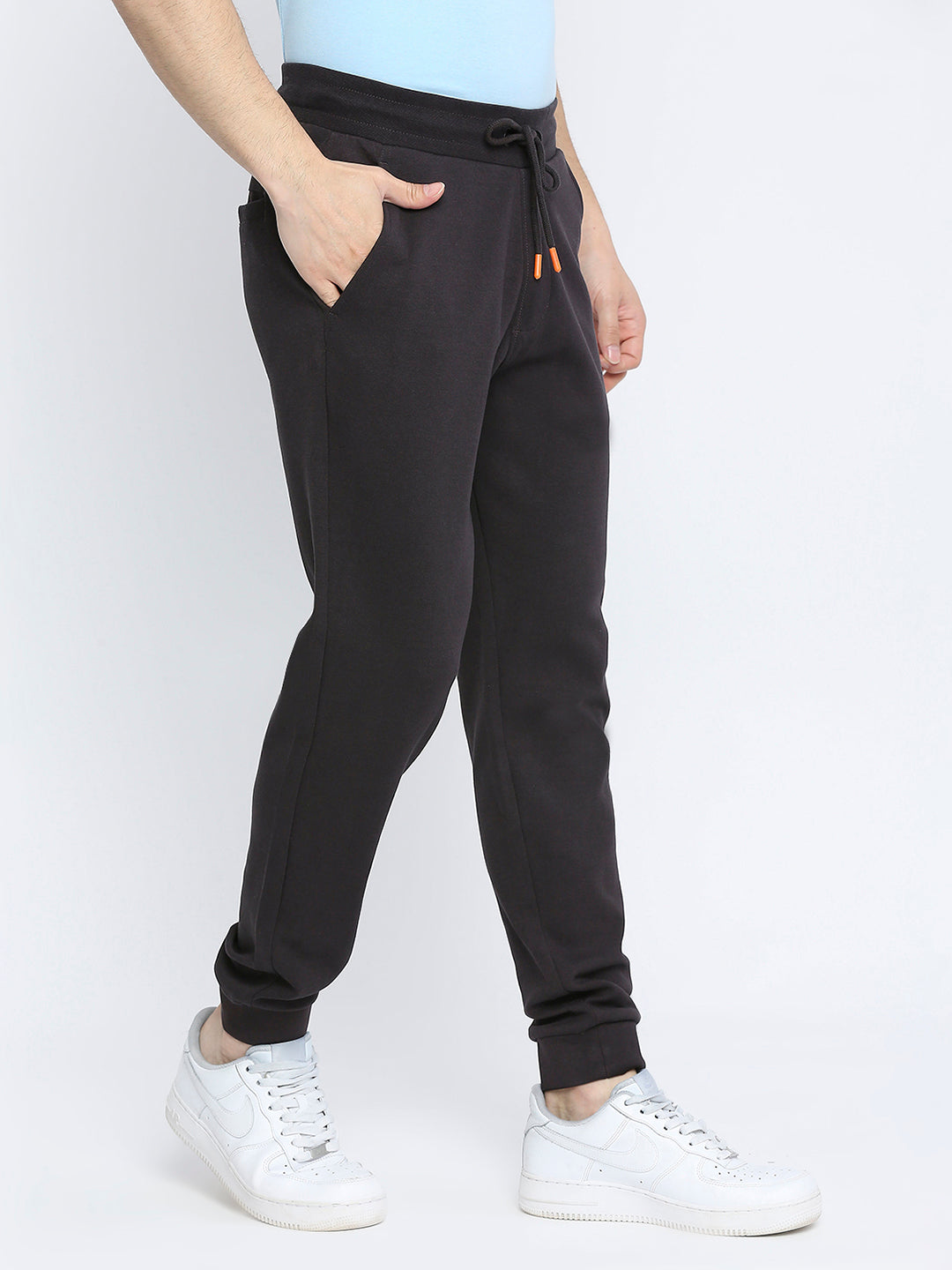 Men Premium Cotton Slate Grey Trackpant - UnderJeans by Spykar