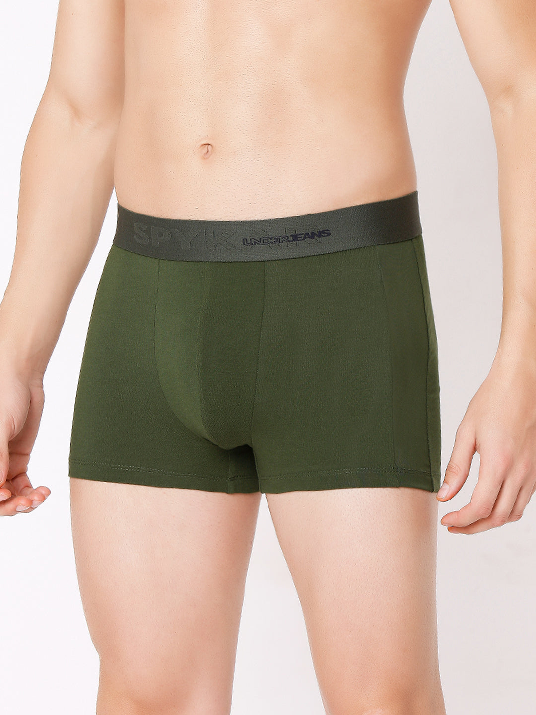 Men Premium Black Olive White Cotton Blend Trunk (Pack of 3)- UnderJeans by Spykar