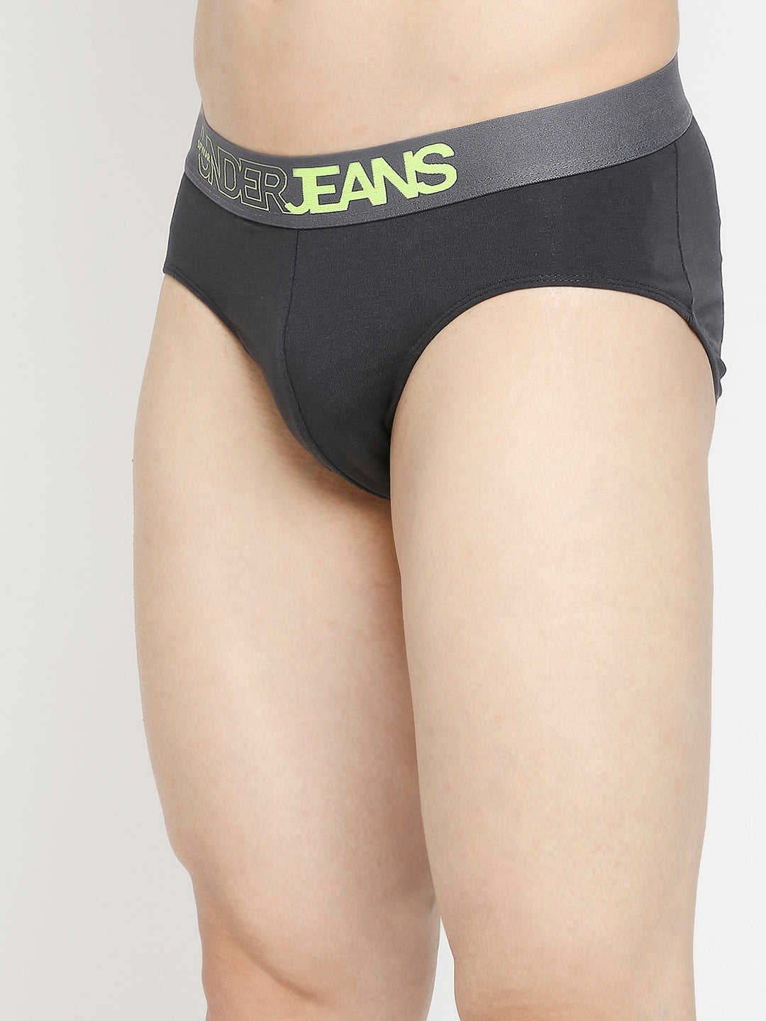 Men Premium Dark Grey & Olive Cotton Blend Brief - Pack Of 2- UnderJeans by Spykar