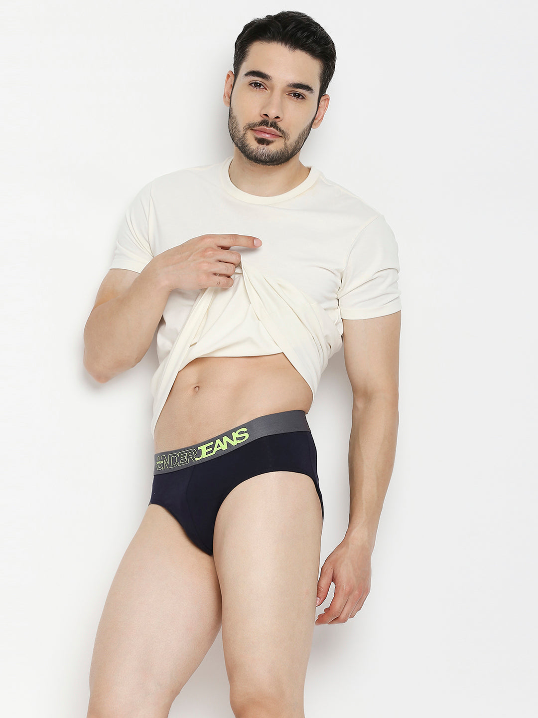 Men Premium Maroon & Navy Blue Cotton Blend Brief -Pack Of 2- UnderJeans by Spykar