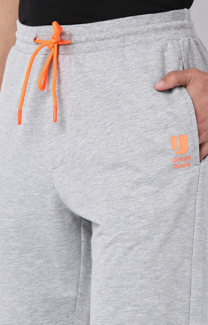 Men Premium Cotton Blend Knitted Grey Trackpants- UnderJeans by Spykar