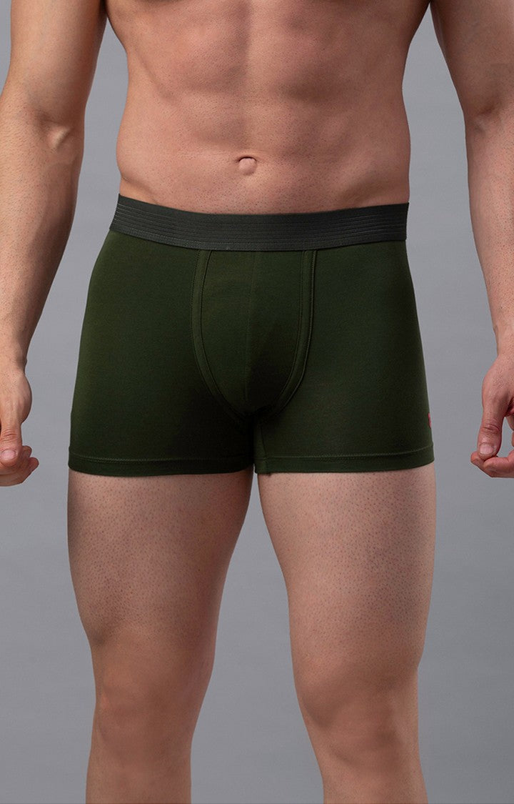Olive Cotton Blend Trunk for Men Premium- UnderJeans by Spykar