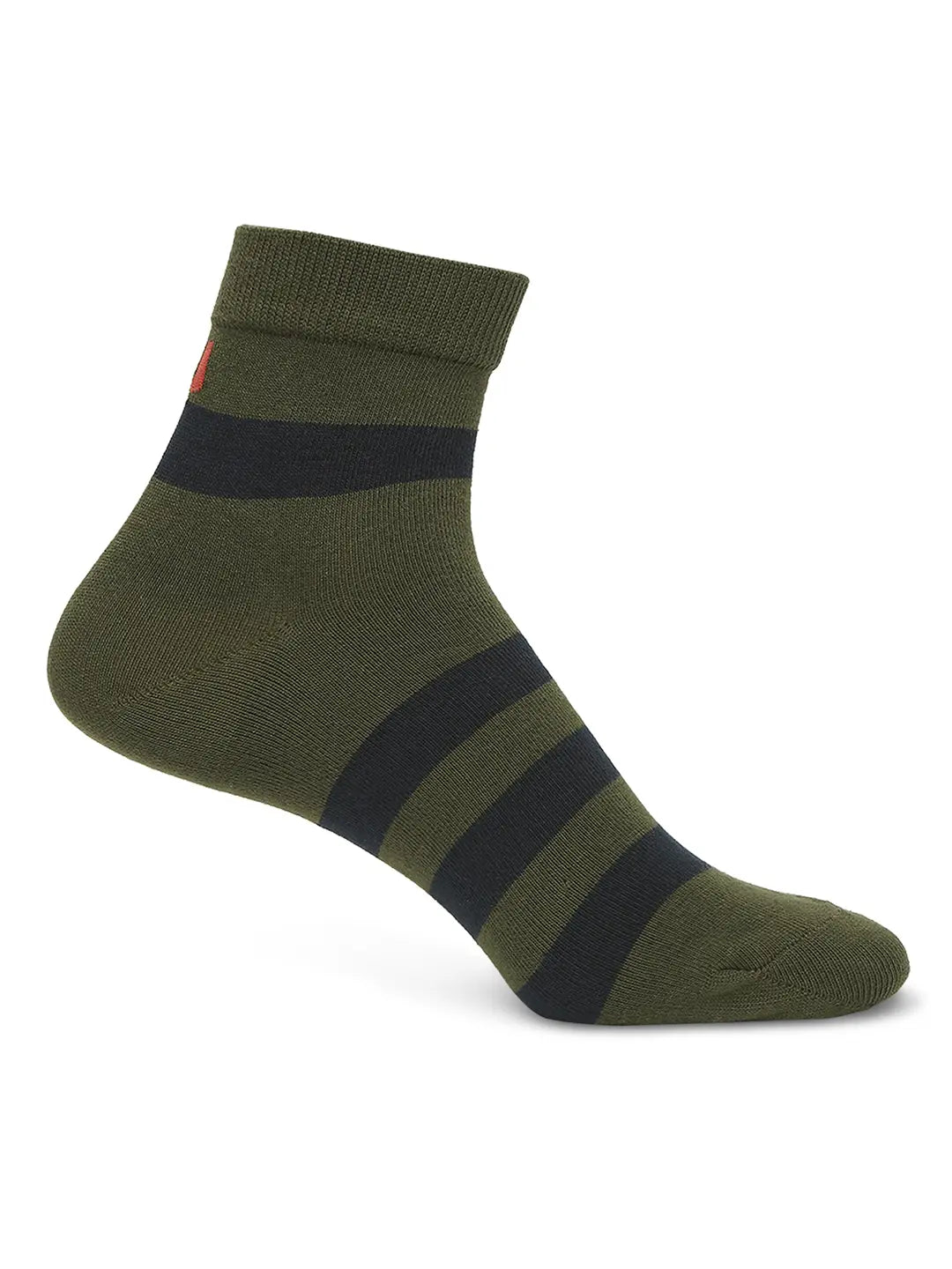 Men Premium Olive & Navy Melange Ankle Length Socks - Pack Of 2- Underjeans by Spykar