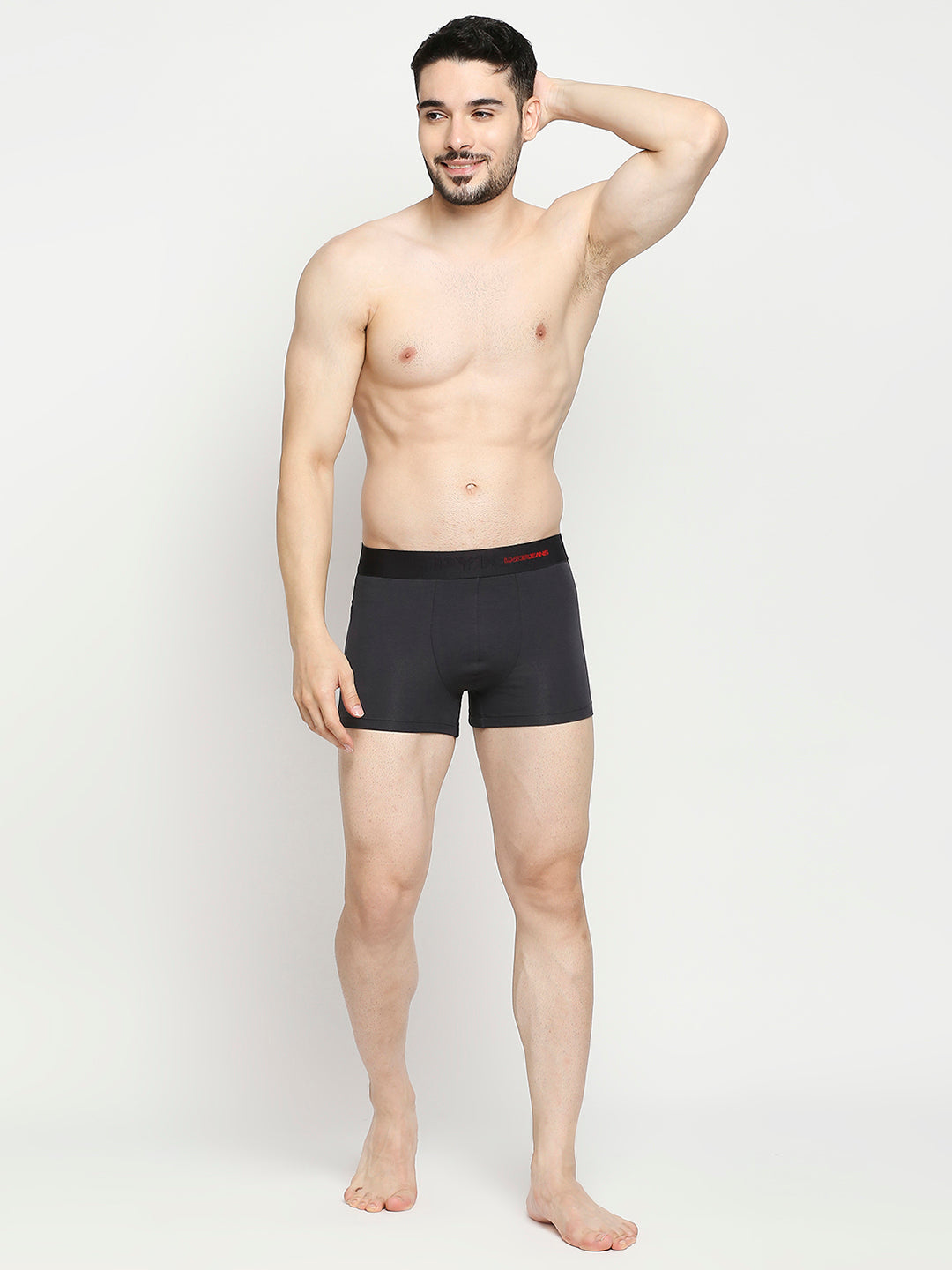 Men Premium Cotton Blend Dark Grey Trunk- UnderJeans by Spykar