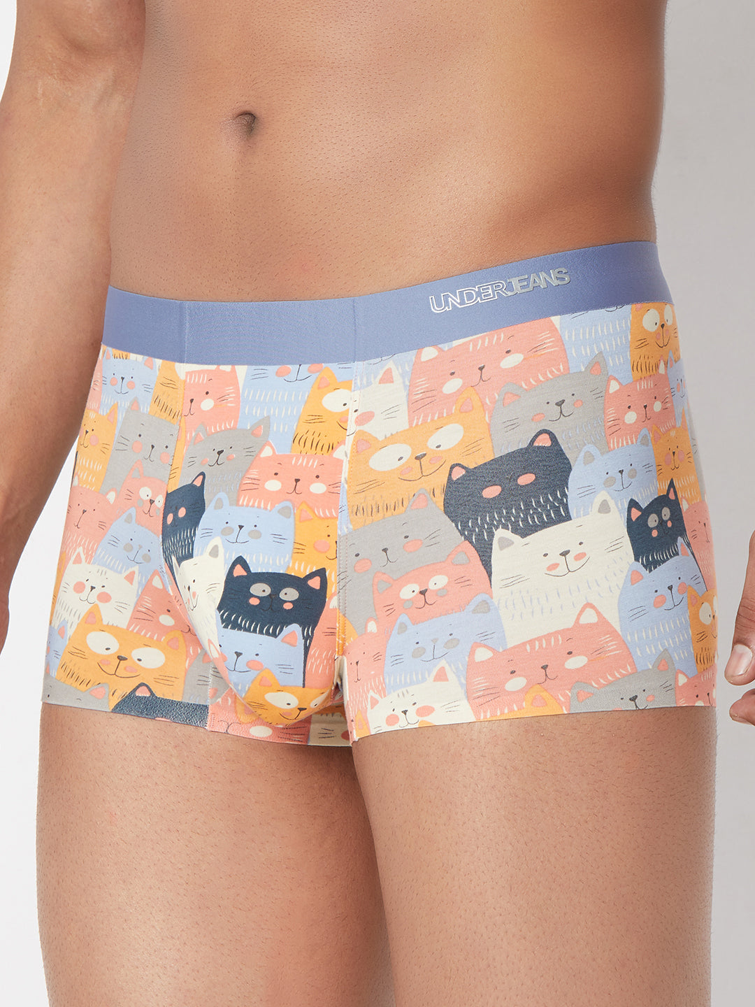 Men Orange Printed Super Premium Bonded Elastic Trunk - UnderJeans by Spykar