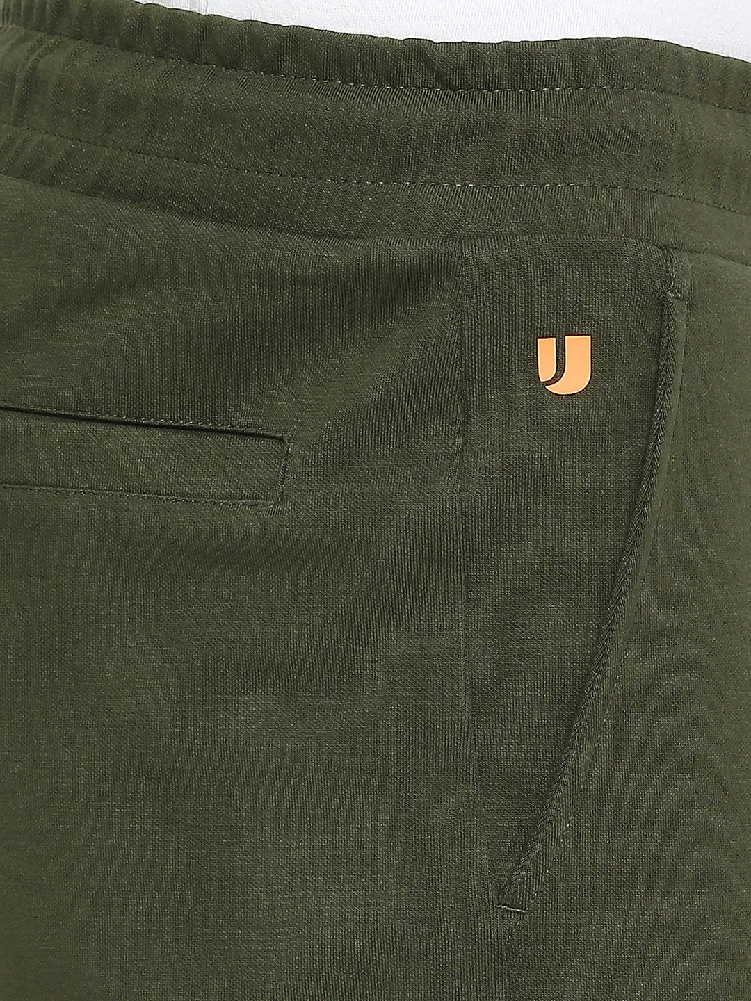 Men Premium Knitted Rifle Green Cotton Straight Fit Trackpants - UnderJeans by Spykar