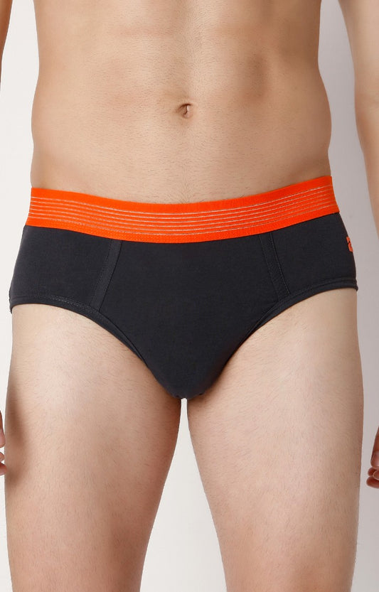 Men Premium Darkgrey Cotton Blend Brief- UnderJeans by Spykar