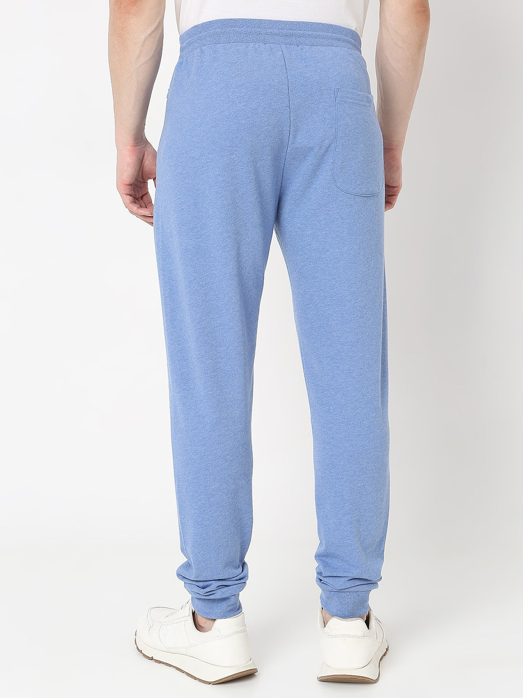 Underjeans by Spykar Men Premium Knitted Blue Melange Track Pant