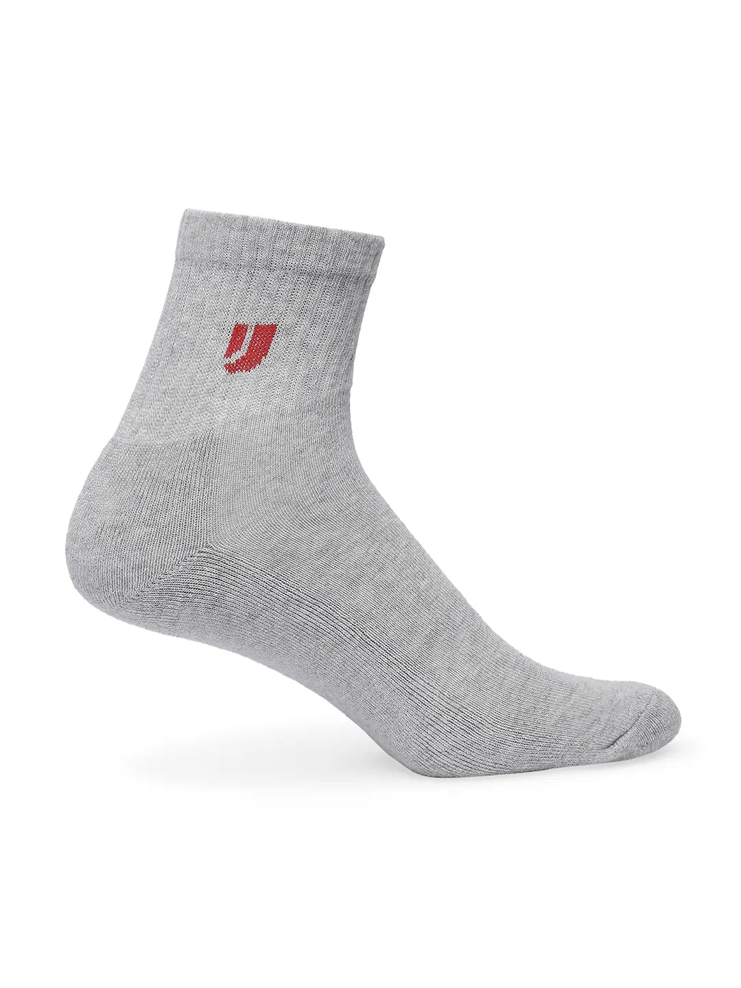 Men Grey Melange & Black Cotton Blend Ankle Length Socks - Pack Of 2 - Underjeans by Spykar