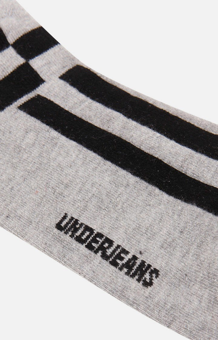 Men Premium Grey Ankle Length (Non Terry) Single Pair of Socks- UnderJeans by Spykar