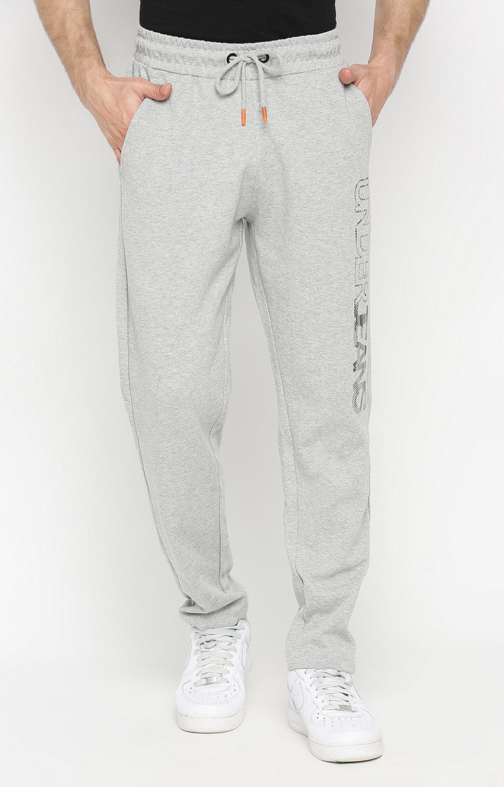 Men Premium Cotton Blend Knitted Grey Trackpant - UnderJeans by Spykar