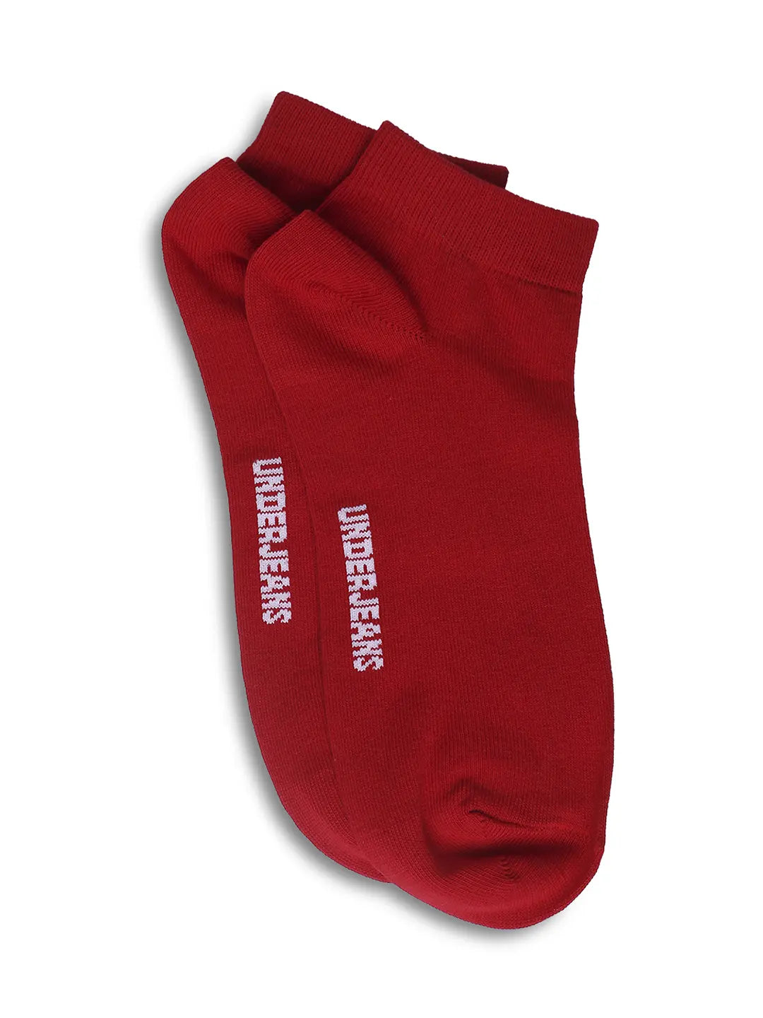 Men Anthra Melange & Red Cotton Blend Sneaker Socks - Pack Of 2 - Underjeans by Spykar