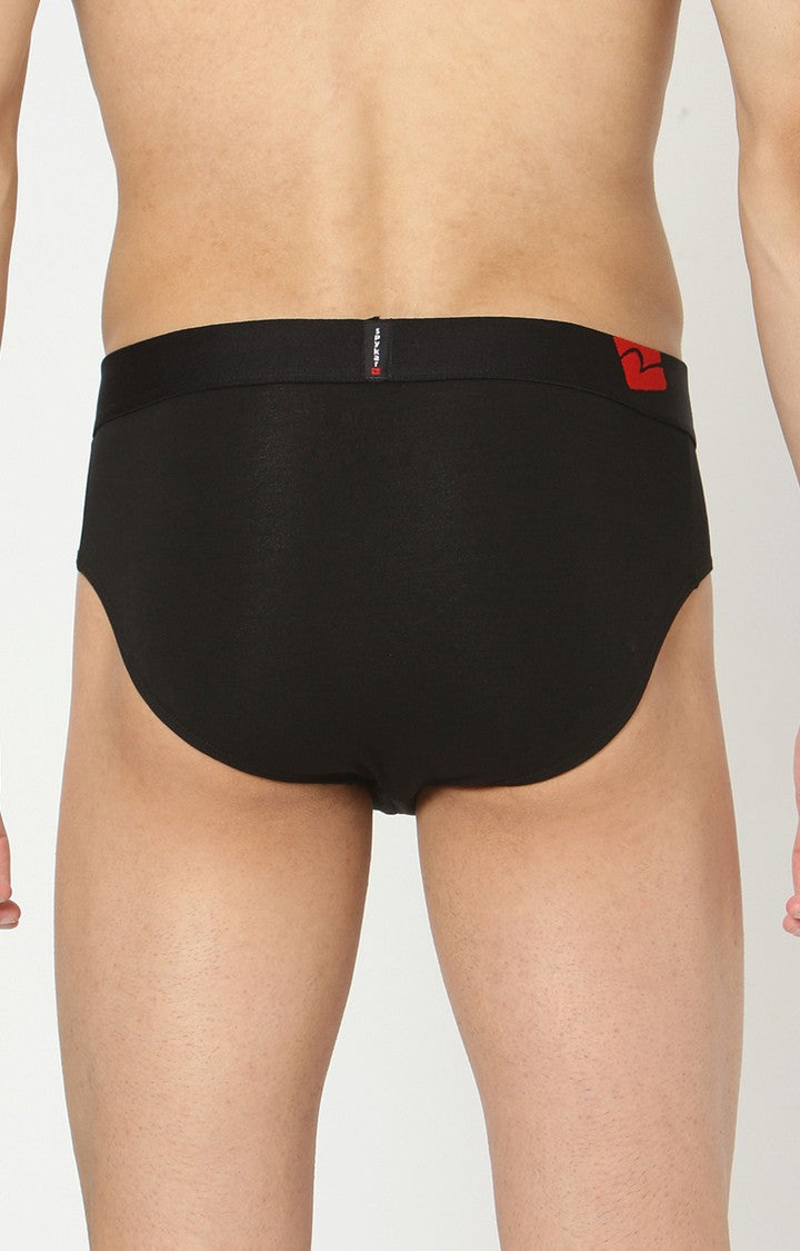 Underjeans by Spykar Men Premium Cotton Blend Black Brief