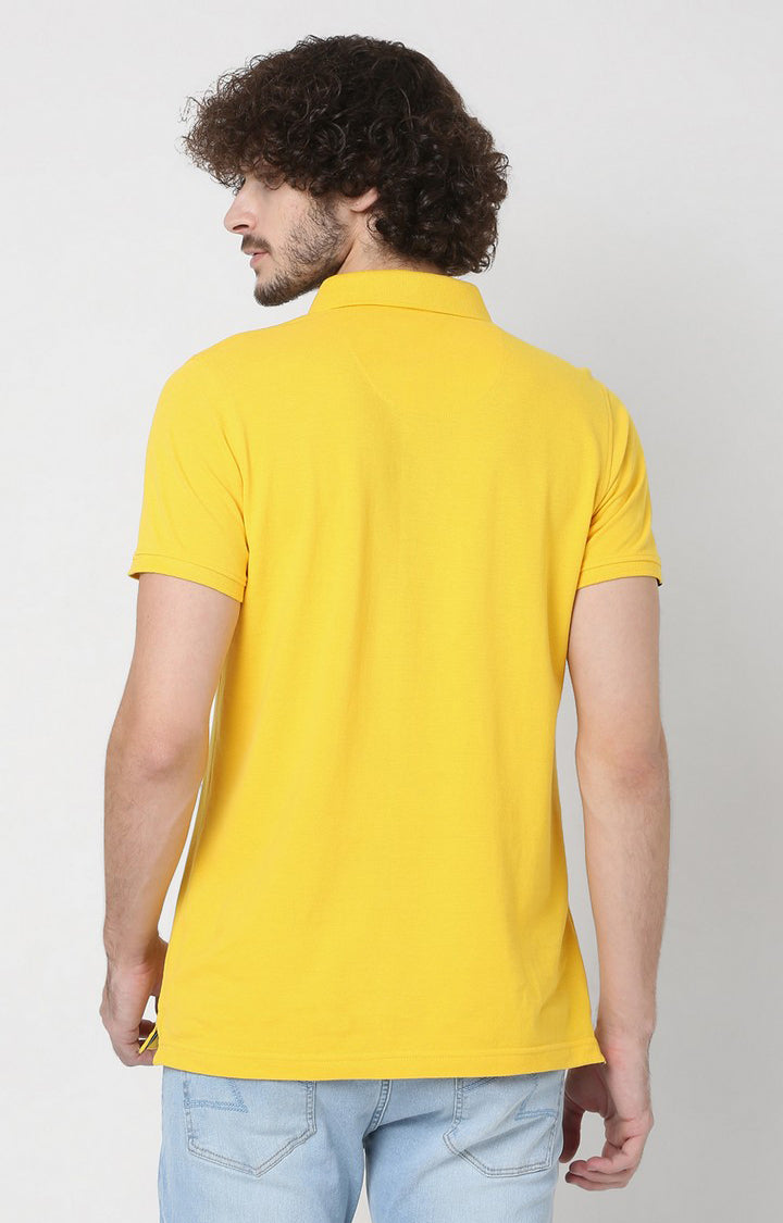 Men Premium Blue Cotton Regular Fit Polo T-Shirt - UnderJeans By Spykar