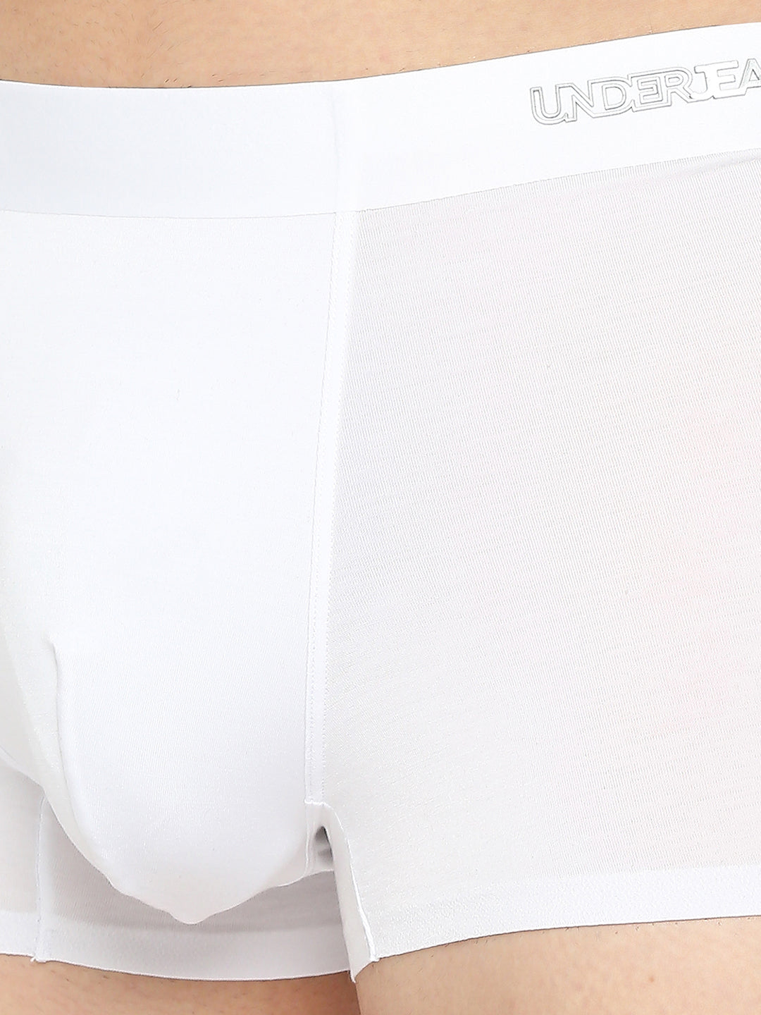 Men White Solid Super Premium Bonded Elastic Trunk - UnderJeans by Spykar