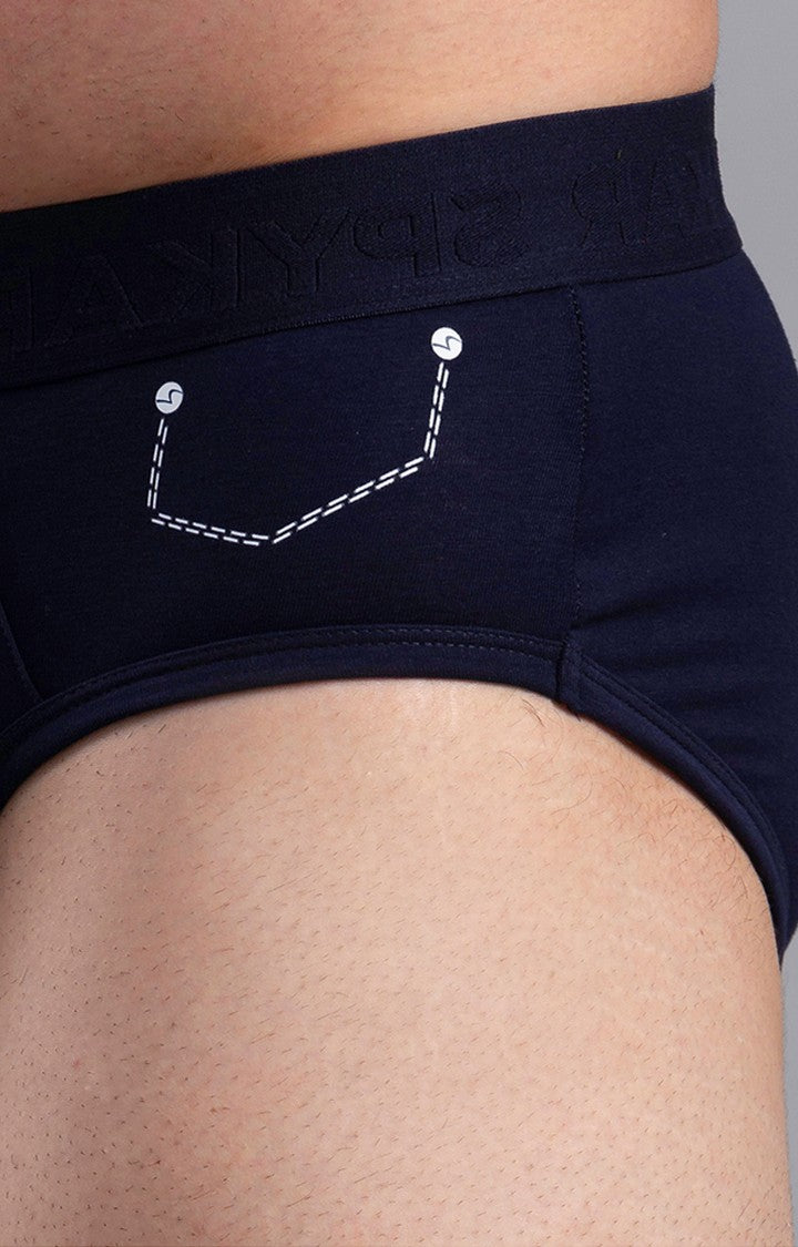 Navy Cotton Brief for Men Premium - (Pack of 2)- UnderJeans by Spykar