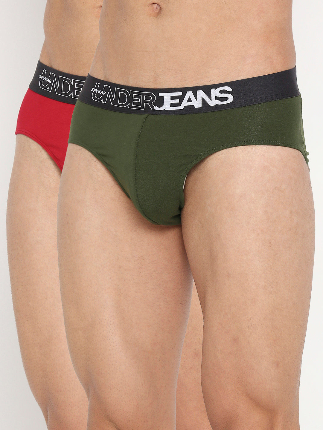 Men Premium Assorted Cotton Blend Brief Pack of 2- UnderJeans by Spykar