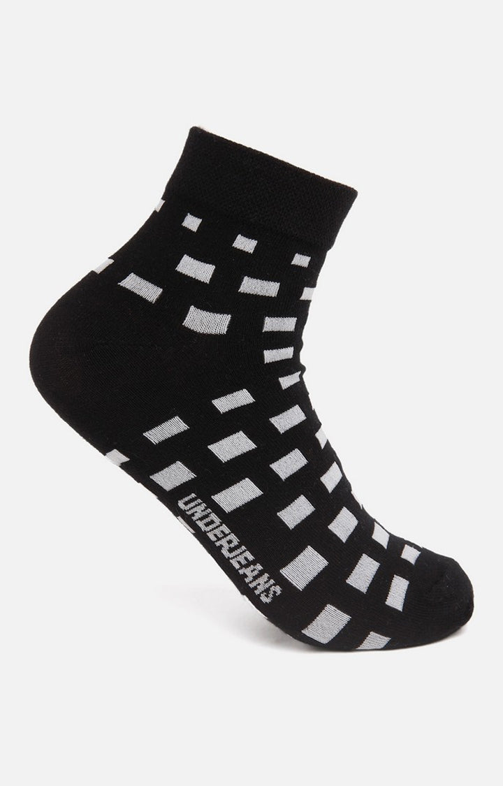 Men Premium Black Grey Navy Ankle Length (Non Terry) (Pack of 3) Socks - UnderJeans by Spykar