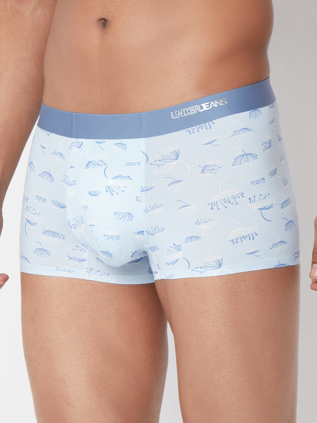 Men SkyBlue Printed Super Premium Bonded Elastic Trunk - UnderJeans by Spykar
