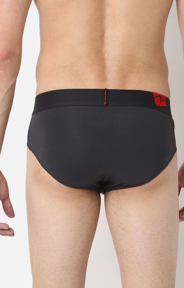 Underjeans by Spykar Men Premium Dark Grey Cotton Blend Brief