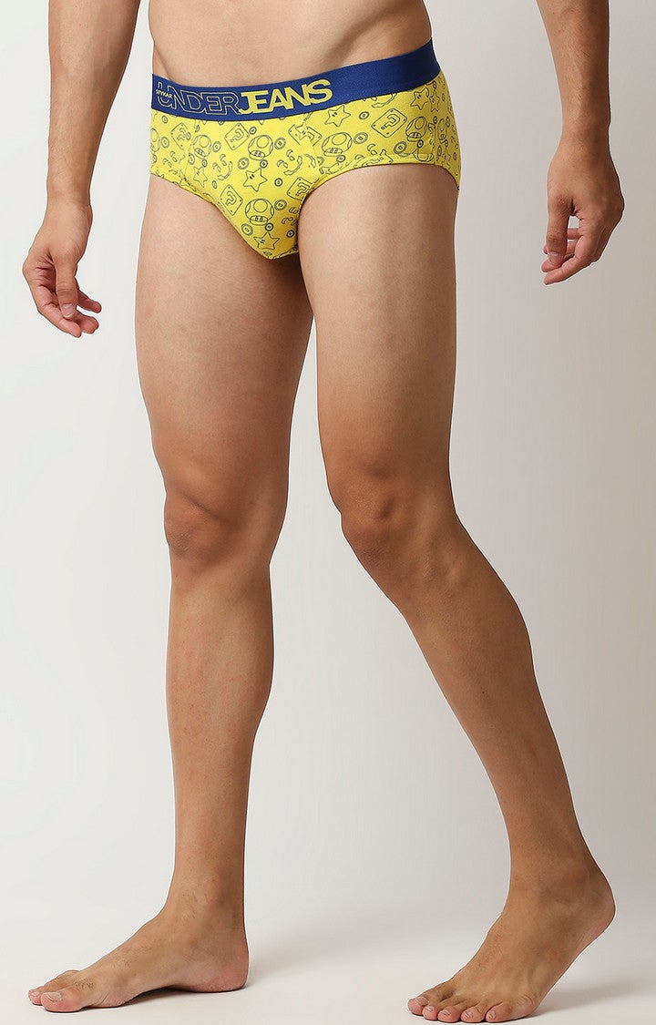 Underjeans by Spykar Men Premium Yellow Cotton Blend Regular Fit Brief