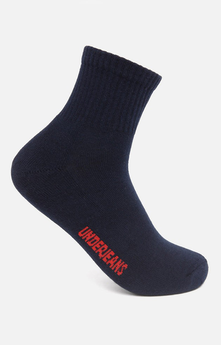 Men Premium Black Navy Grey Ankle Length (Half Terry) (Pack of 3) Socks- UnderJeans by Spykar