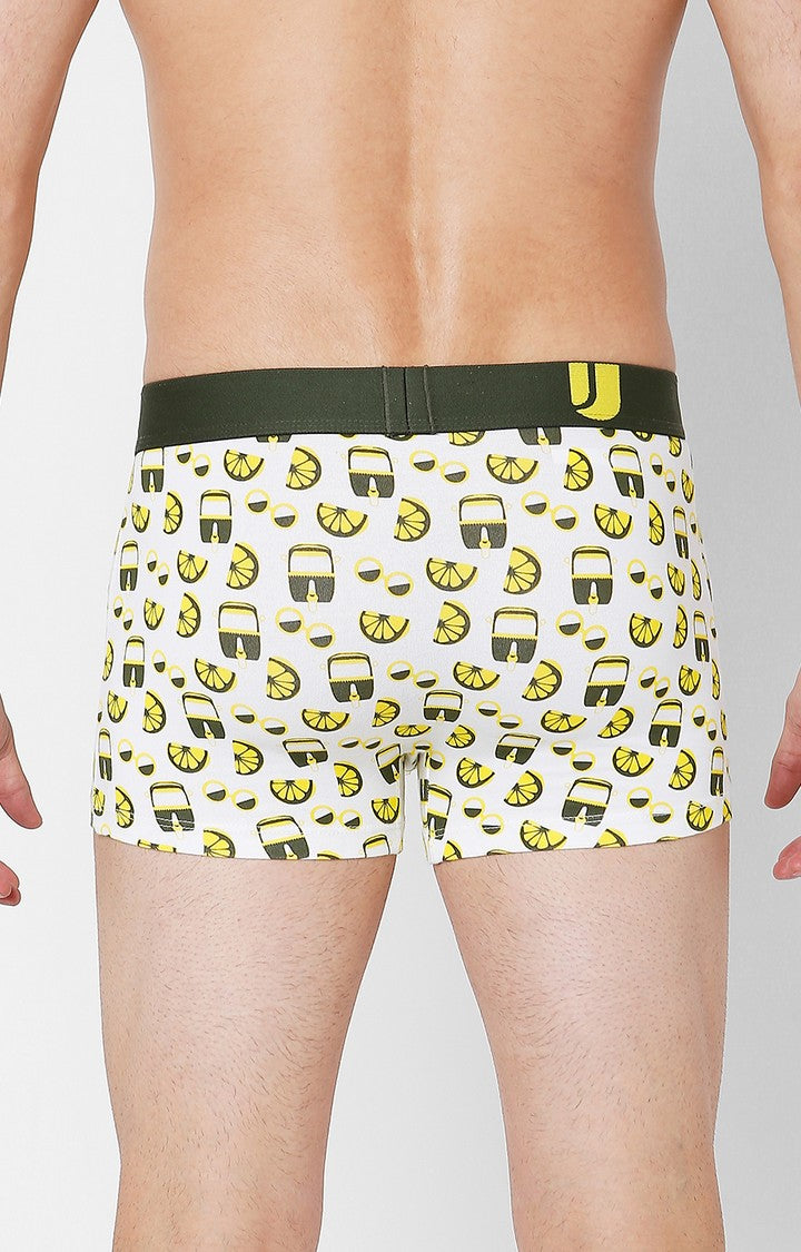 Men Premium Olive Cotton Blend Printed Trunk- UnderJeans by Spykar
