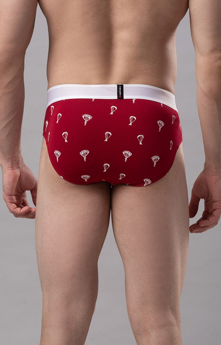 Men Premium Cotton Blend Maroon Brief - (Pack of 2)- UnderJeans by Spykar