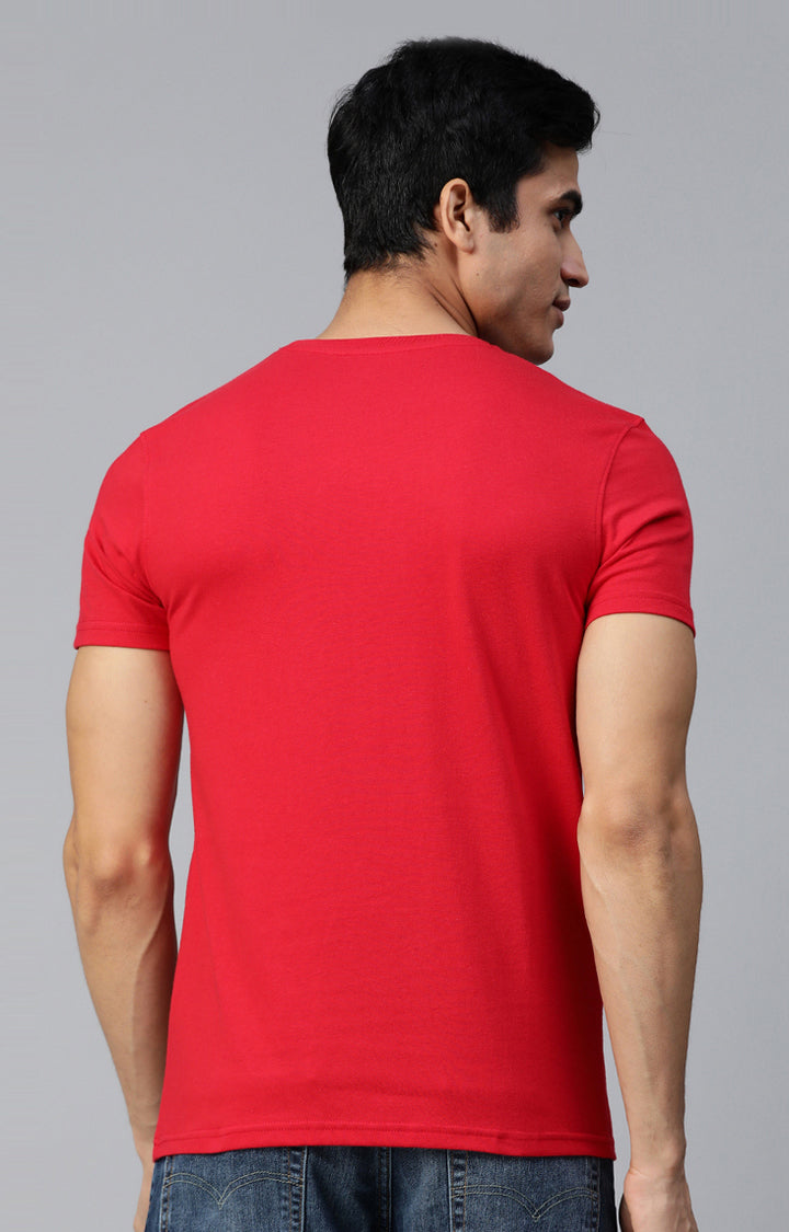 Red Cotton Solid Round Neck T-Shirts- UnderJeans by Spykar