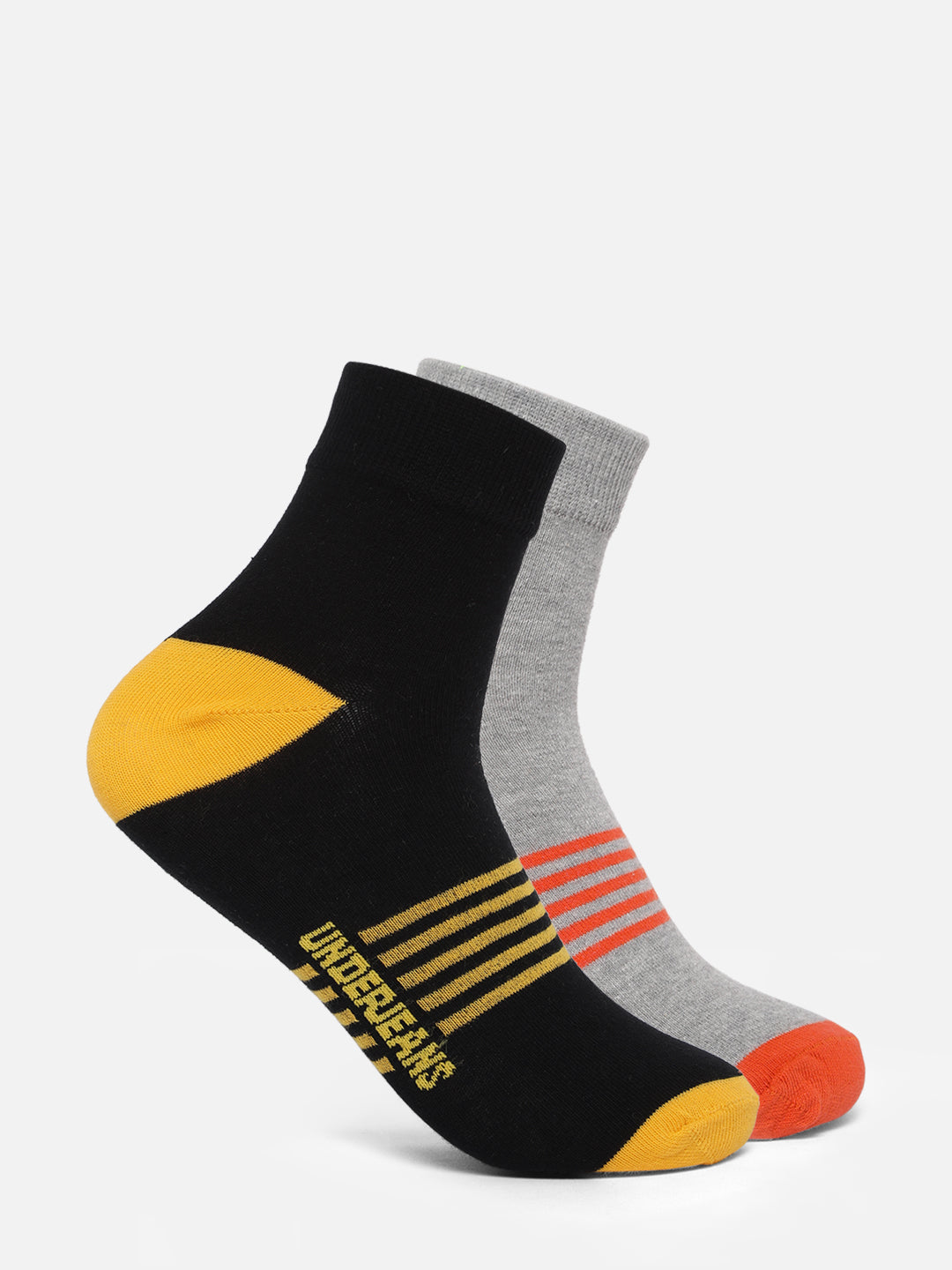 Men Premium Assorted Ankle length (Non terry) Socks Pack of 2- UnderJeans by Spykar