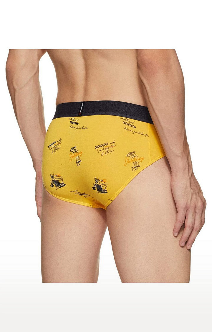 Yellow Cotton Brief for Men Premium- UnderJeans by Spykar