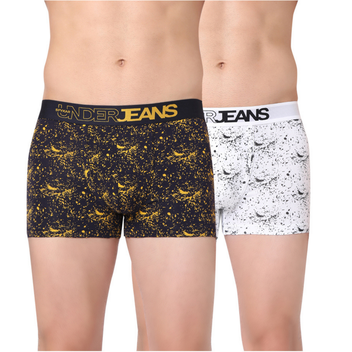 Men Premium Navy & White Cotton Blend Trunk (Pack of 2)- UnderJeans by Spykar