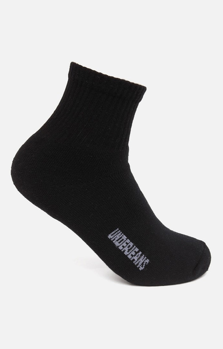 Men Premium Black Navy Grey Ankle Length (Full Terry) (Pack of 3) Socks- UnderJeans by Spykar