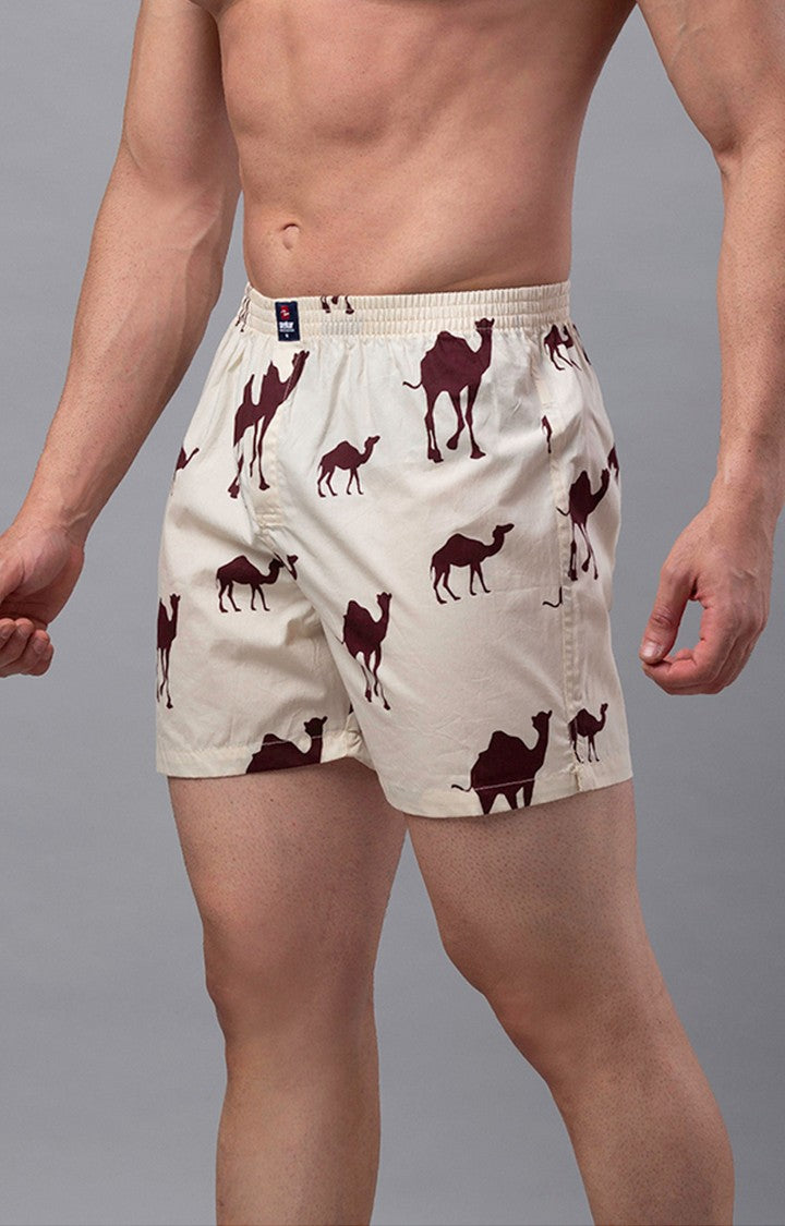 Beige Cotton Boxer for Men Premium- UnderJeans by Spykar