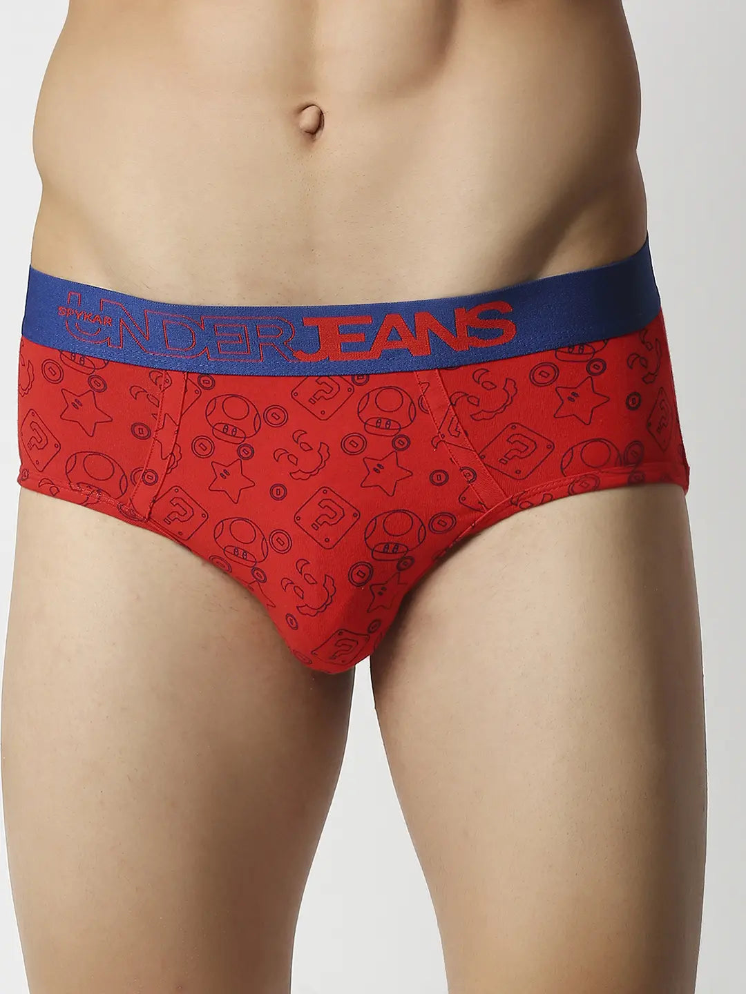 Men Premium Assorted Cotton Blend Printed Brief - Pack Of 3- Underjeans by Spykar