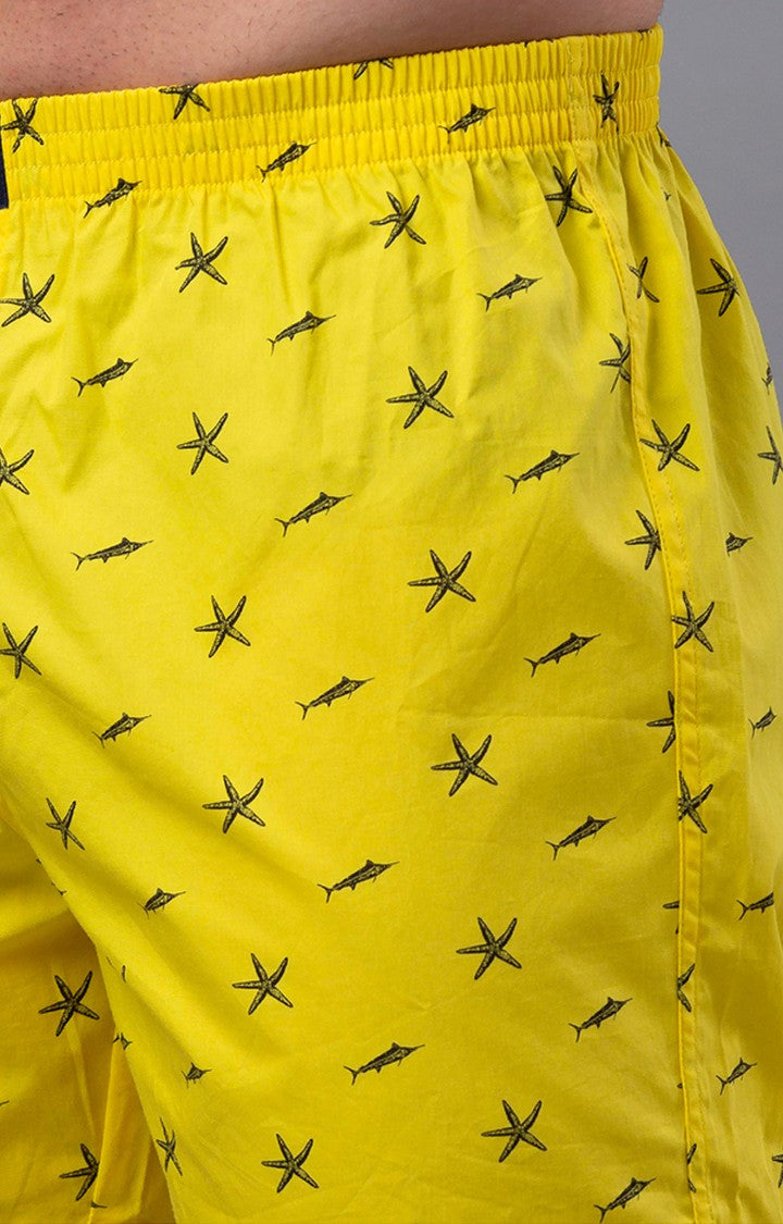 Yellow Cotton Boxer for Men Premium - (Pack of 2)- UnderJeans by Spykar
