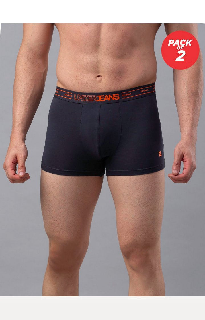 Men Premium Cotton Blend Trunk Pack of 2- UnderJeans by Spykar