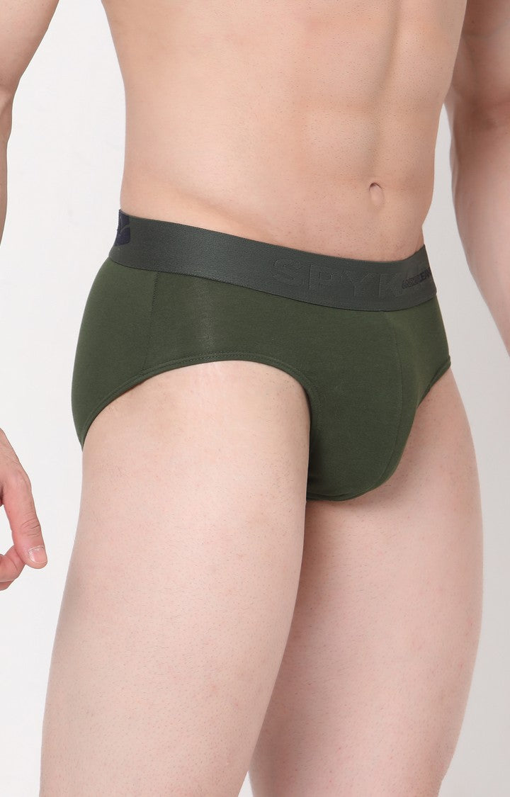 Underjeans by Spykar Men Premium Cotton Blend Olive Brief