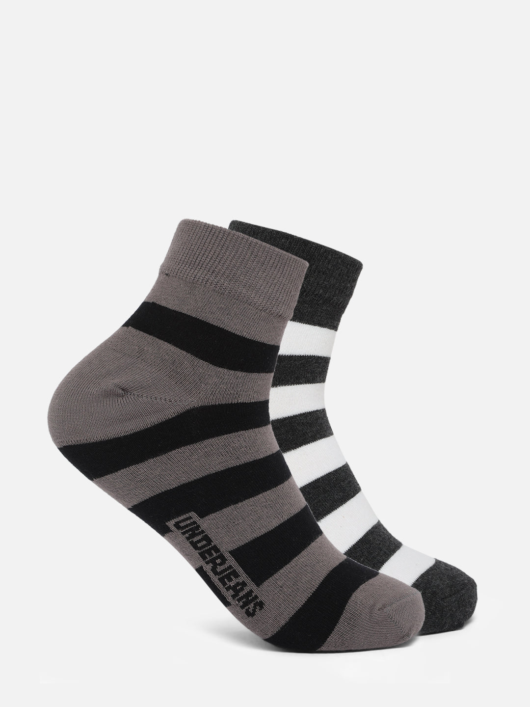 Men Premium Assorted Ankle length (Non terry) Socks Pack of 2- UnderJeans by Spykar