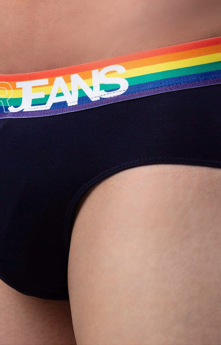 Navy Cotton Brief for Men Premium- UnderJeans by Spykar