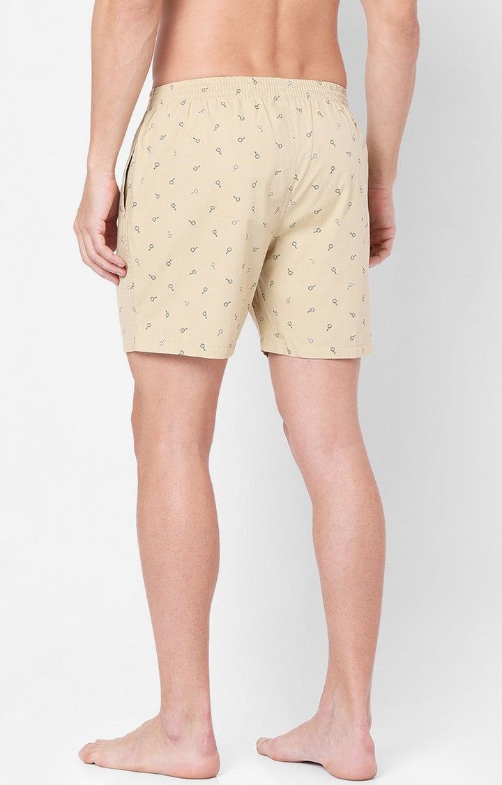 Men Premium Beige Cotton Boxers - UnderJeans by Spykar