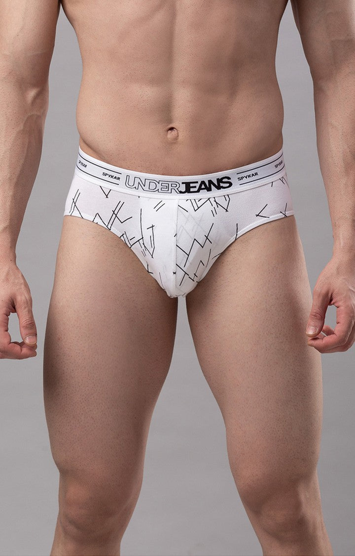 White Cotton Brief for Men Premium - (Pack of 2)- UnderJeans by Spykar