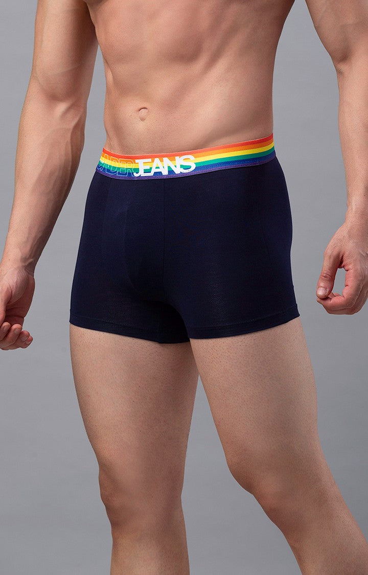 Men Premium Cotton Blend Navy-Multi Trunk - (Pack of 2)- UnderJeans by Spykar